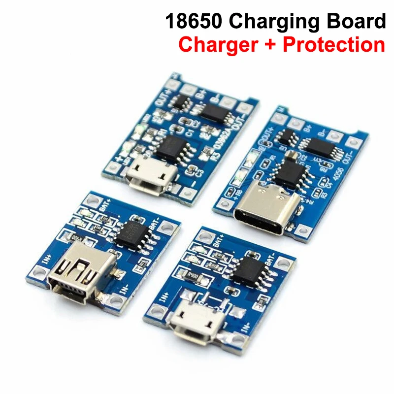 5V 1A Type-c/Micro/Mini USB 18650 Lithium Battery Charger Module Charging Board With Protection Dual Functions 1A Li-ion TP4056