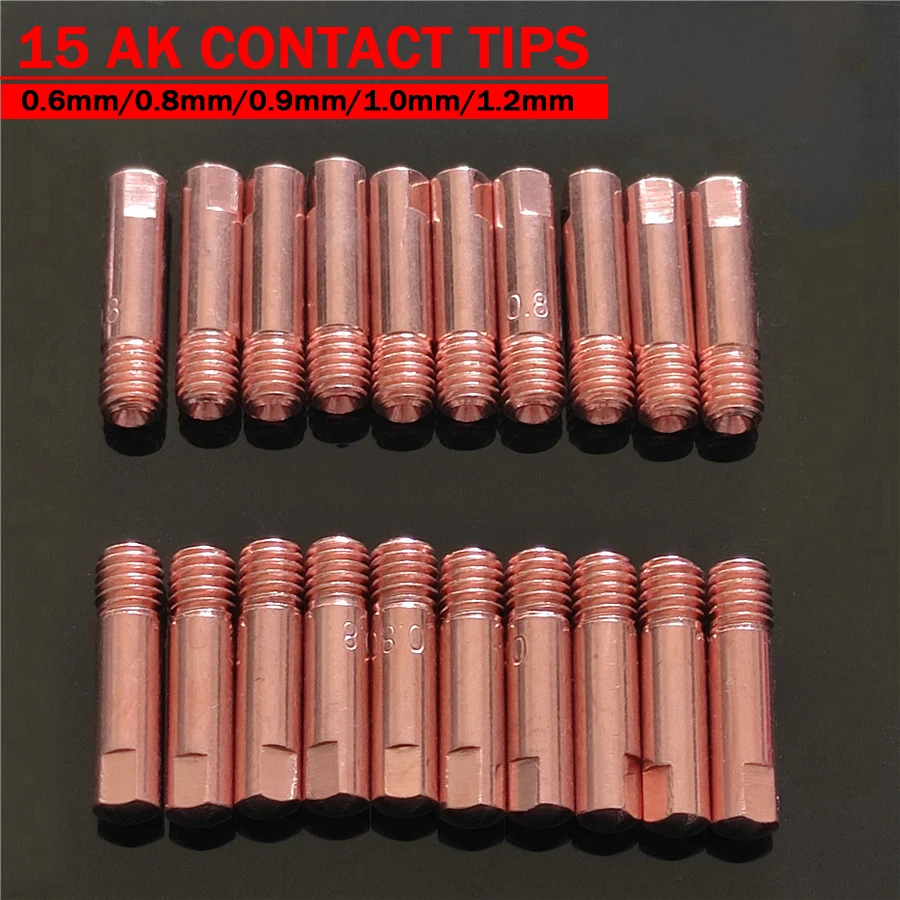 10/20 Tip Gas Nozzle MB-15AK M6*25mm Welding Torch Contact Contact Tip Gas Nozzle  0.6/0.8/0.9/1.0/1.2mm