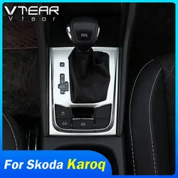 Vtear for Skoda Karoq Gear Shift Box Center Control Panel Cover Sticker Trim Strip Garnish Car-styling Accessories Interior 23