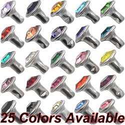 100 Sets 4mm CZ Crystal Rivets Rhinestone Rivet Silver Color Stud Colorful Rivets fit for Leather Craft and Garment DIY Making