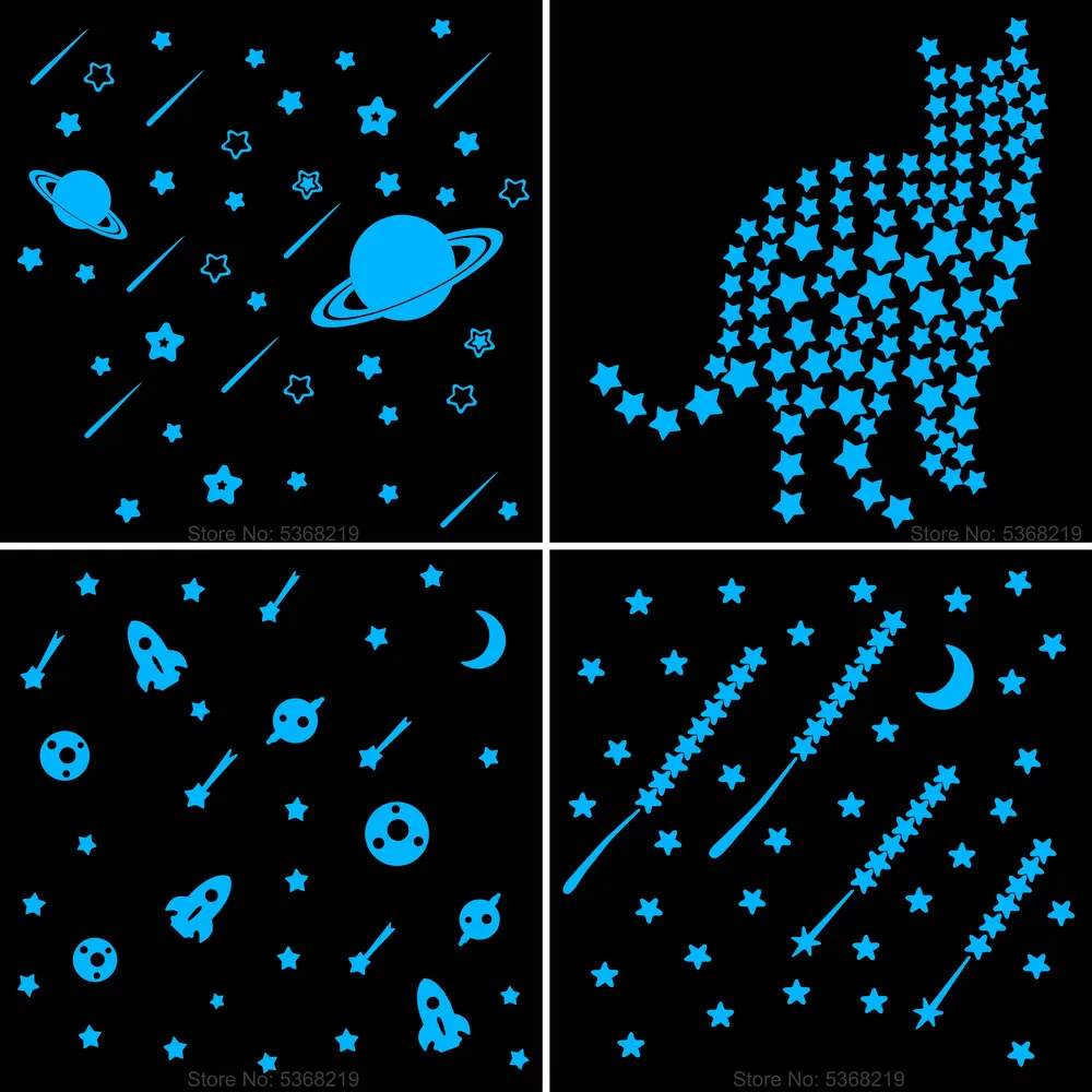 Наклейки на стену со светящимися звездами, светящаяся в темноте Луна/Сердце/круглая наклейка для детской комнаты, детской спальни, магазина, отеля,