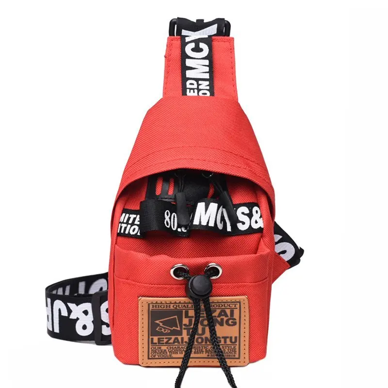 Sacs de poitrine en toile à la mode pour femmes, sac de messager hip-hop, sac de taille décontracté personnalisé, sac banane à une initiative