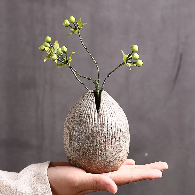 Retro Exquisite Ceramic Hydroponic Ikebana Vases Handmade Pottery Gift Desk Home Decor Gardening Supplies Ceramic Vase Flower