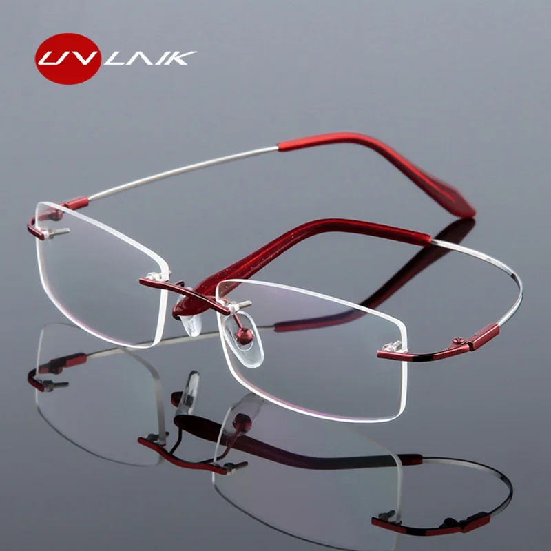 UVLAIK Alloy Titanium Eyeglasses Frames Women Men Flexible Optical Frame Rimless Prescription Spectacle Frameless Eye glasses