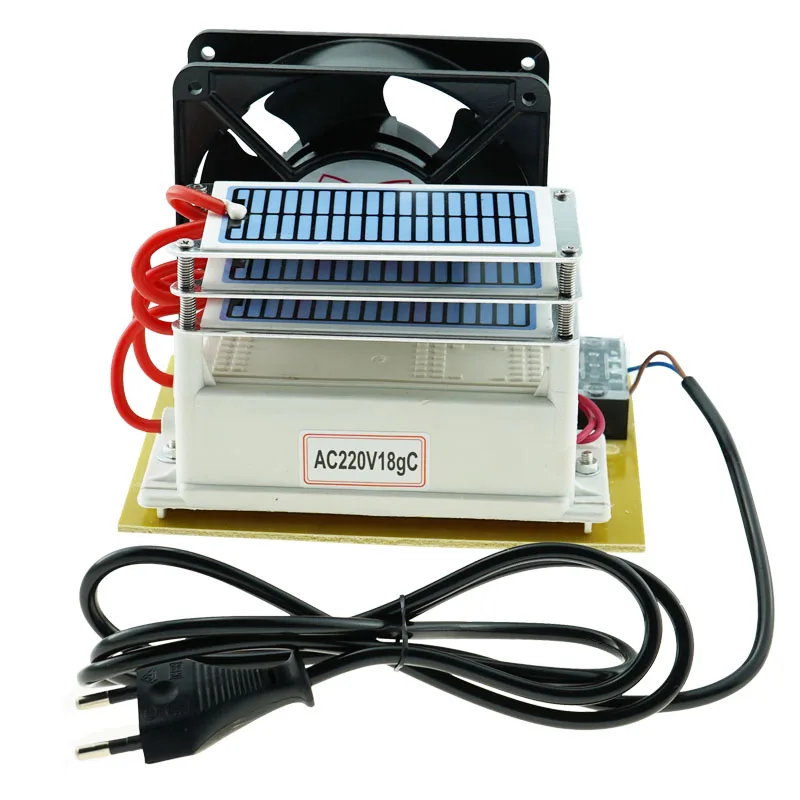 Generador de ozono O3 para el hogar, purificador de aire limpio de 3 capas a prueba de humedad con ventilador, ozonizador, esterilizador, máquina de tratamiento de ozono