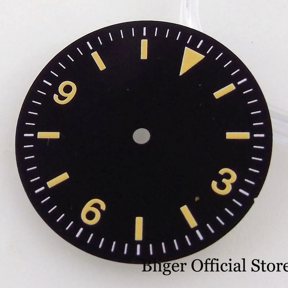 Nologo Black Vintage 29mm Yellow Marks Watch Dial fit NH35A NH36A ETA2824 PT5000 ST2130 ST1612 MIYOTA DG 2813 Watch Needles