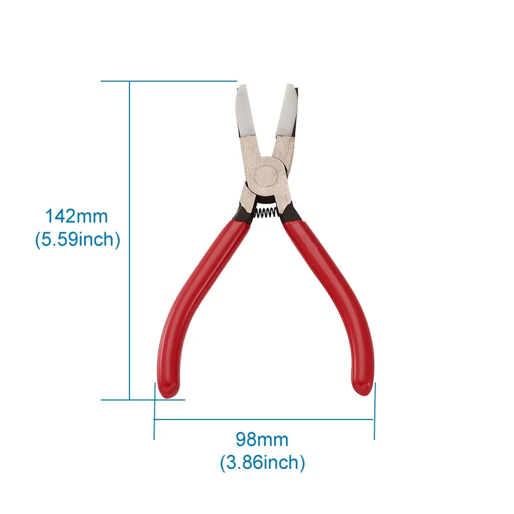 Pandahall  Carbon Steel Jewelry Pliers Red Flat Nose Plier with Cover for Jewelry DIY Making Tools 142x98x8mm
