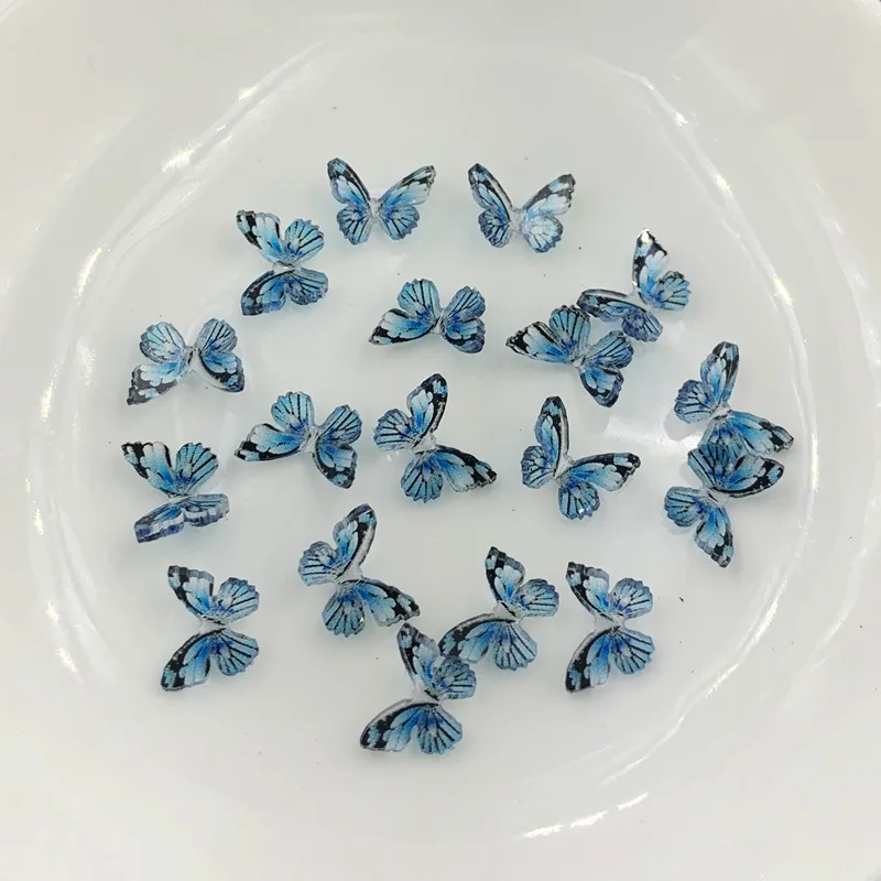 Hot style 8 color butterfly nail art rhinestone 3D resin butterfly nail decoration materials DIY nail accessories 10pcs/lot