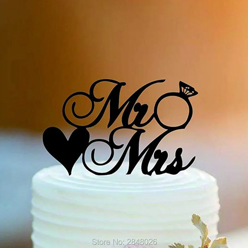 Mr&Mrs with RINGS Wedding cake topper,wedding cake topper, Hearts symbol wedding Cake Topper,wedding cake topper