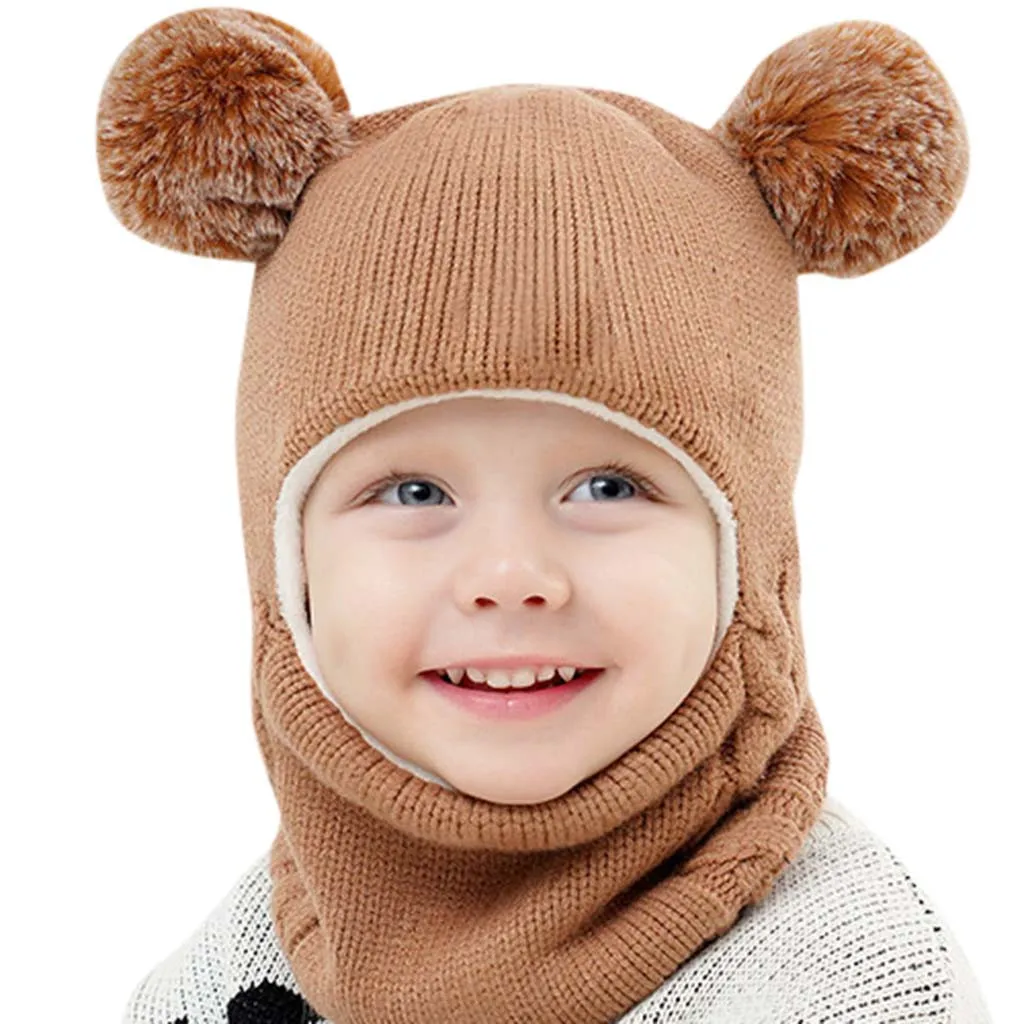 

Cute Baby Hats Kids Winter Hats Ears Girls Boys Children Warm Caps Scarf Set Baby Bonnet Knitted Cute Christmas Hat for Girl Boy