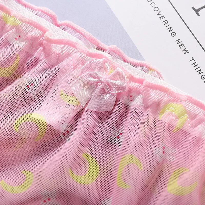 Bragas con estampado de frutas para mujer, ropa interior Sexy de encaje transparente, transpirable, sin costuras