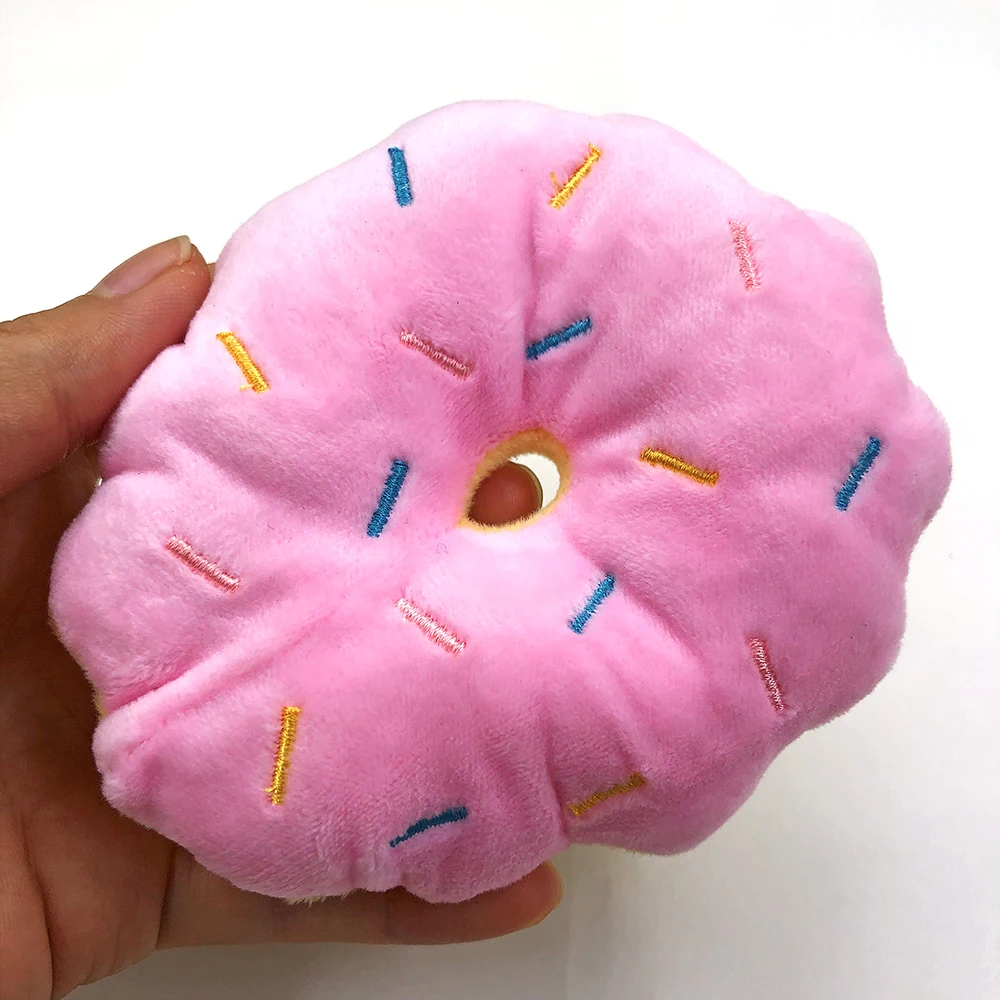 Pet Puppy Cat Donuts Squeaky Plush Toy Chew Squeaker Sound Dog Play Bite Toys Watermelon Ice Cream Star Banana Lobster Orange