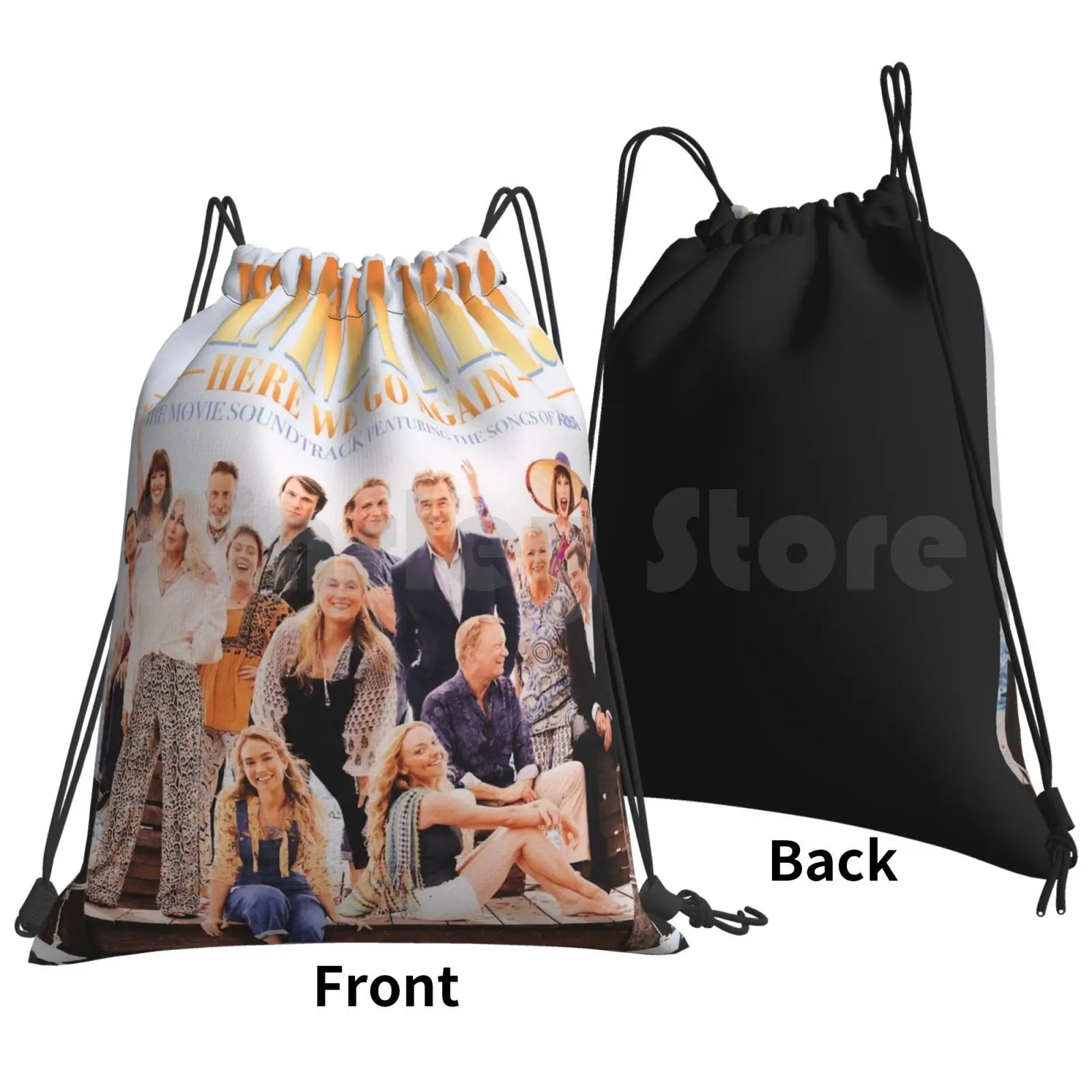 Mia! Here We Go Again Backpack Drawstring Bags Gym Bag Waterproof Mia Here We Go Again Soundtrack Movie