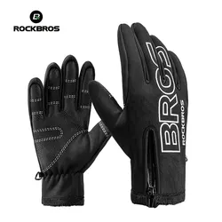 ROCKBROS Touch Screen Bike Cycling Gloves Winter Full Finger Windproof Fleece Warm Men Women Bicycle Ski Anti-slip Sport Gloves