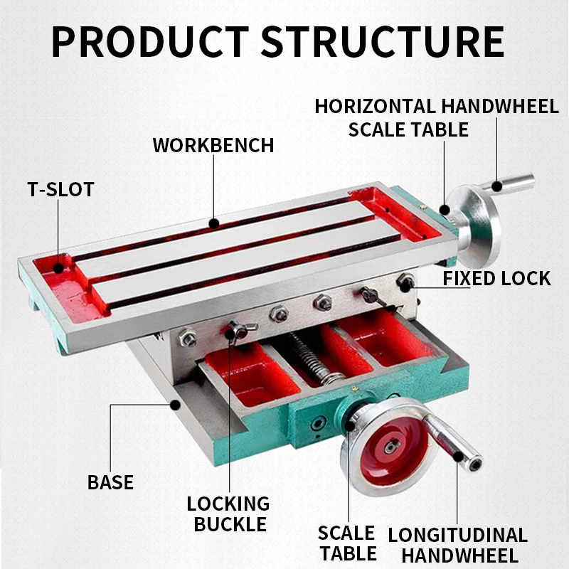 Mesa de deslizamiento cruzado de 350x140, mesa cruzada de perforación y fresado de precisión de alta resistencia, riel de guía multifuncional, manivela pequeña