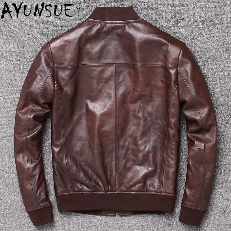 Leather Real Jacket Men Casaul Vintage Motorcycle Genuine Leather Coat Sheepskin Coats Men's Clothing Blouson Cuir Homme WPY3794