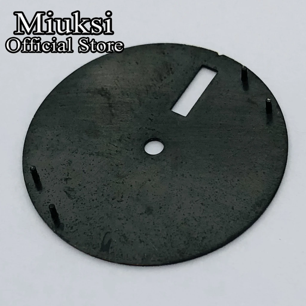 Miuksi 28.5mm black blue green brown watch dial C3 luminous dial fit NH36 movement fit 3 o\'clock crown 3.8 o\'clock crown