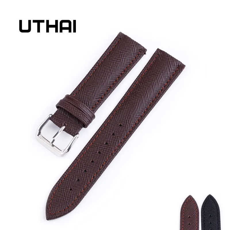 UTHAI P01 22mm Watch Band Leather Straps 12-24mm Watch Accessories High Quality Brown Colors Watchbands