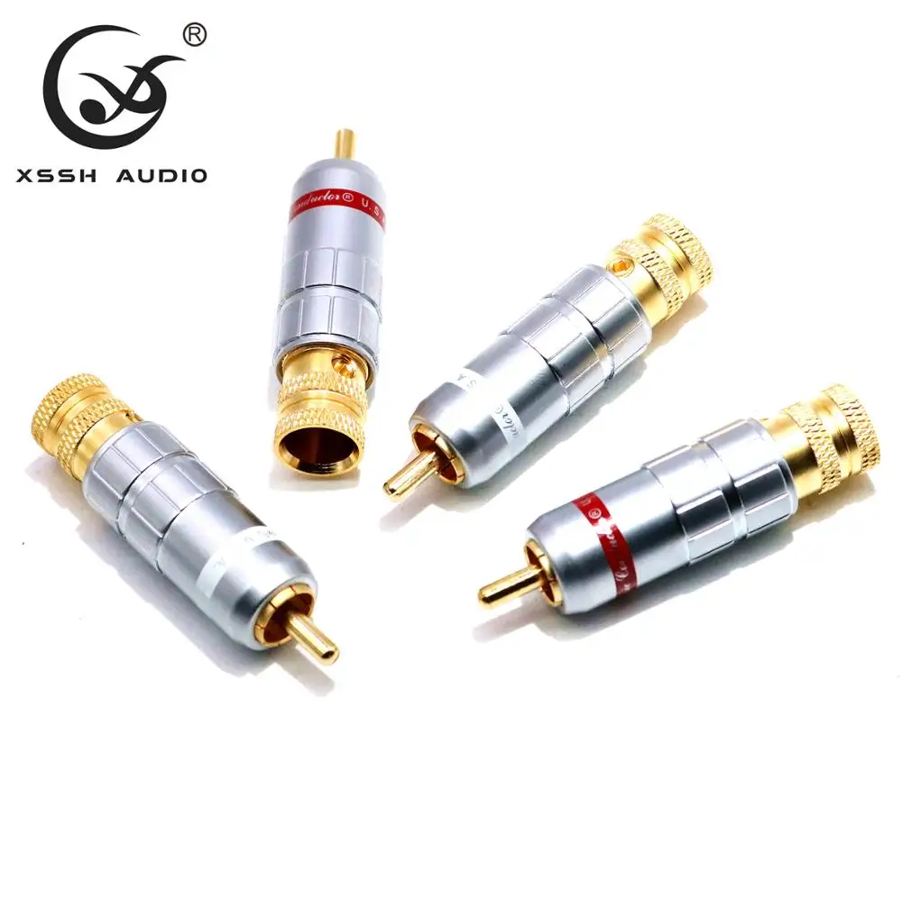 RCA XSSH 오디오 YIVO-하이 엔드 HIFI DIY 금도금 남성 오디오 RCA 플러그, 8mm 최대 오디오 케이블 코드용 커넥터 잭, 8 개