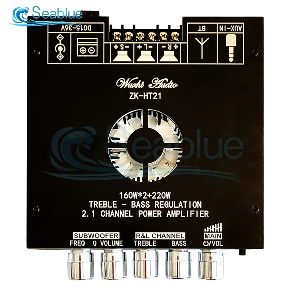 ZK-HT21/ZK-1602T 2.1 Channel TDA7498E Bluetooth Digital Power Amplifier Module High and Low Tone Subwoofer 160WX2+220W