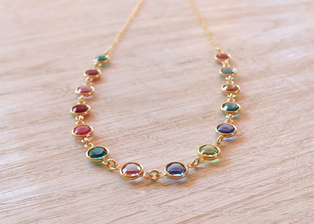 Personalized Birthstone Necklace for Her with Customizable Jewelry Gift