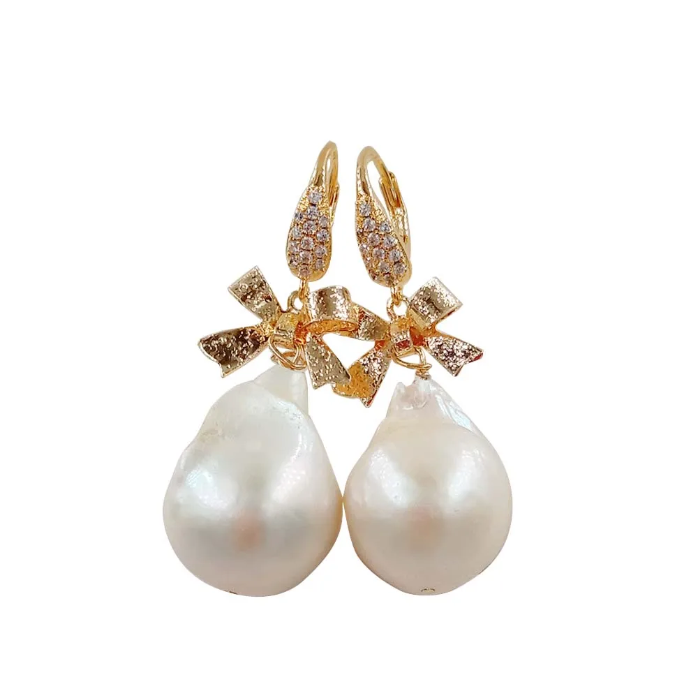 

fashion real PEARL EARRING,100% nature freshwater pearl earring ,AAA big baroque pearl 18-25 mm,gold plating hook