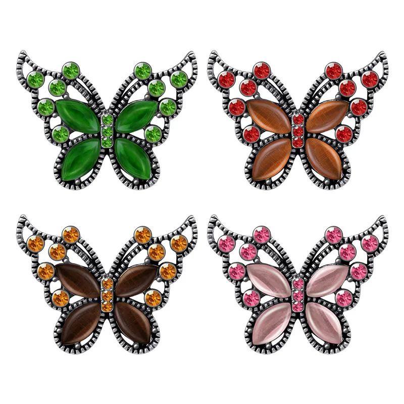 KZ3504 New Butterfly rhinestone crystal stones Beauty 20MM snap buttons fit DIY 18MM snap bracelet snap jewelry Christmas Gift