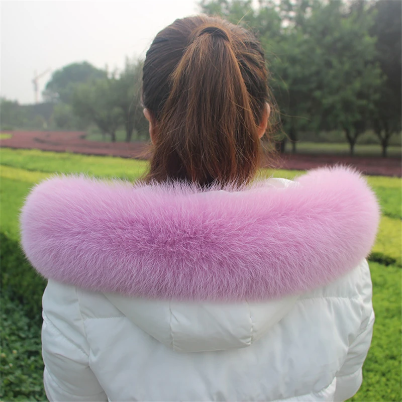 Genuine Winter Real Fox Fur Scarf Natural Fur Collar Women Coat Detachable Trim Straight Scarves Luxury Keep Warm Shawl Female