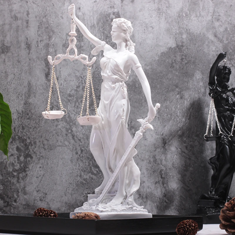 Greek Justice Goddess Statue Fair Angels Resin Sculpture People Ornaments Vintage Home Decoration Accessories Office Crafts Gift