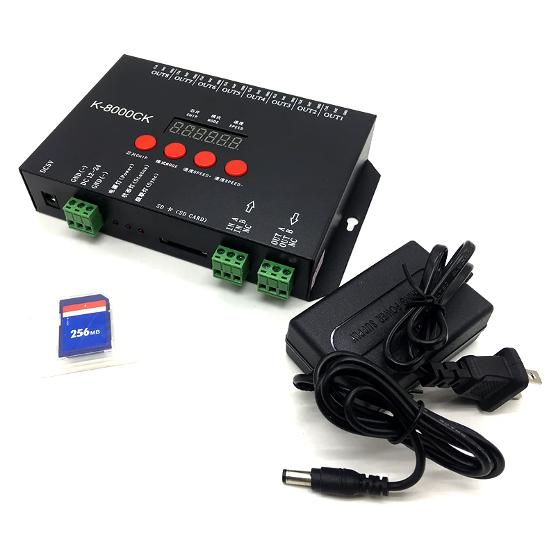 

K-8000CK (T-8000'upgraded version), SD card controller;off-line;WS2812/WS2818/WS2815/GS8208 controller SPI signal output