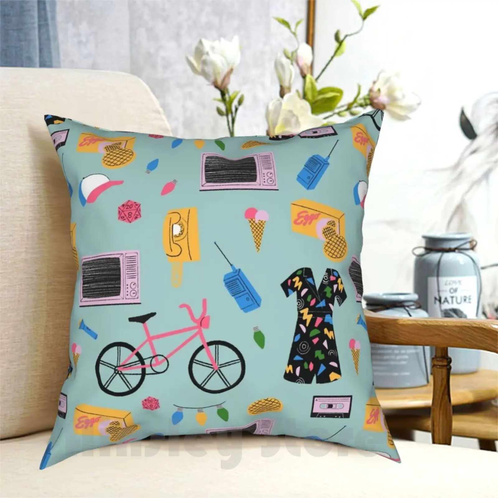 

Pattern Pillow Case Printed Home Soft DIY Pillow Cover Catalina Williams Illustration Art Eleven Netflix Eggos Cool Cute