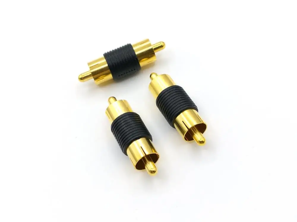 5Pcs Gold Rca Phono Coupler Rca Male Naar Rca Male Audio Video Connector