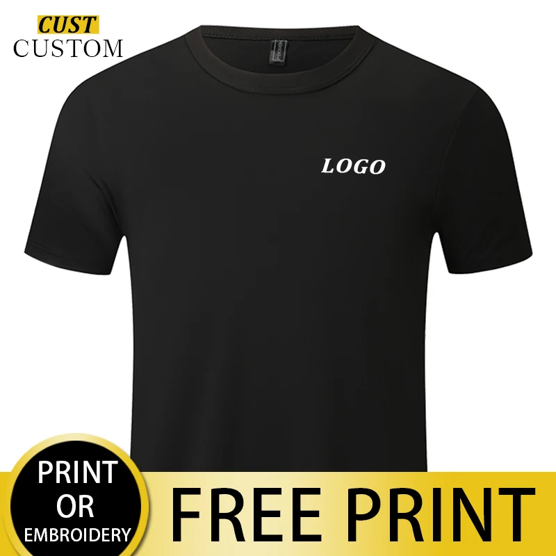 Camiseta de secado rápido para hombre y mujer, camiseta de fibra 100%, logotipo personalizado, bordado, totalmente transpirable, para correr, Verano