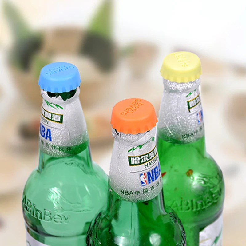 Colorido Silicone Beer Bottle Cap, Beverage Bottle Sealer Cover, Prático Stopper Cover, 6 Pcs Set