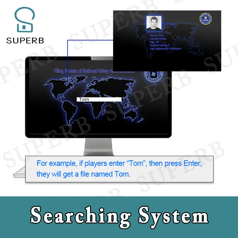 escape room game prop searching system to get clues for escape room adventure game props Takagism game search system google prop