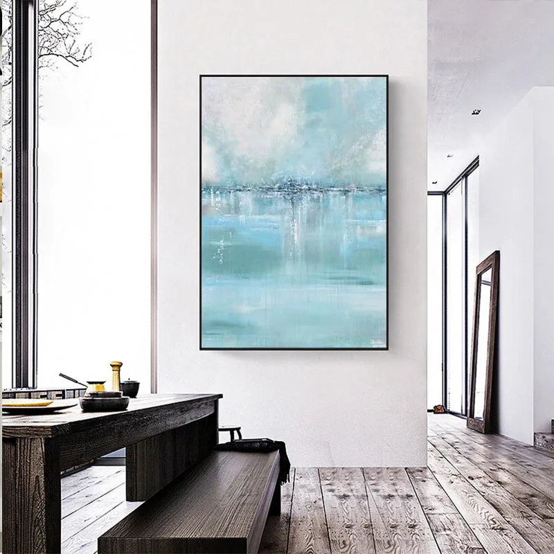 

100% Handmade Blue Sky Canvas Painting Modern Ocean Seascape Artwork Oil Painting Art Decoration mural