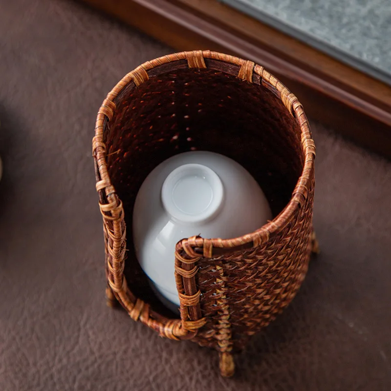 Japanese-style Handmade Storage Basket, Bamboo Woven Tea Cup Storage Box, Household Kung Fu Tea Set Accessories