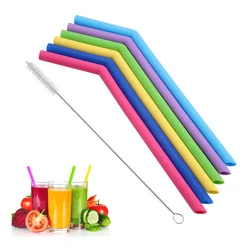 Reusable Silicone Straw Straight Bent Drinking Straws Long Reusable Straw with Cleaning Brush Bar Party Straws Drinkware 25cm