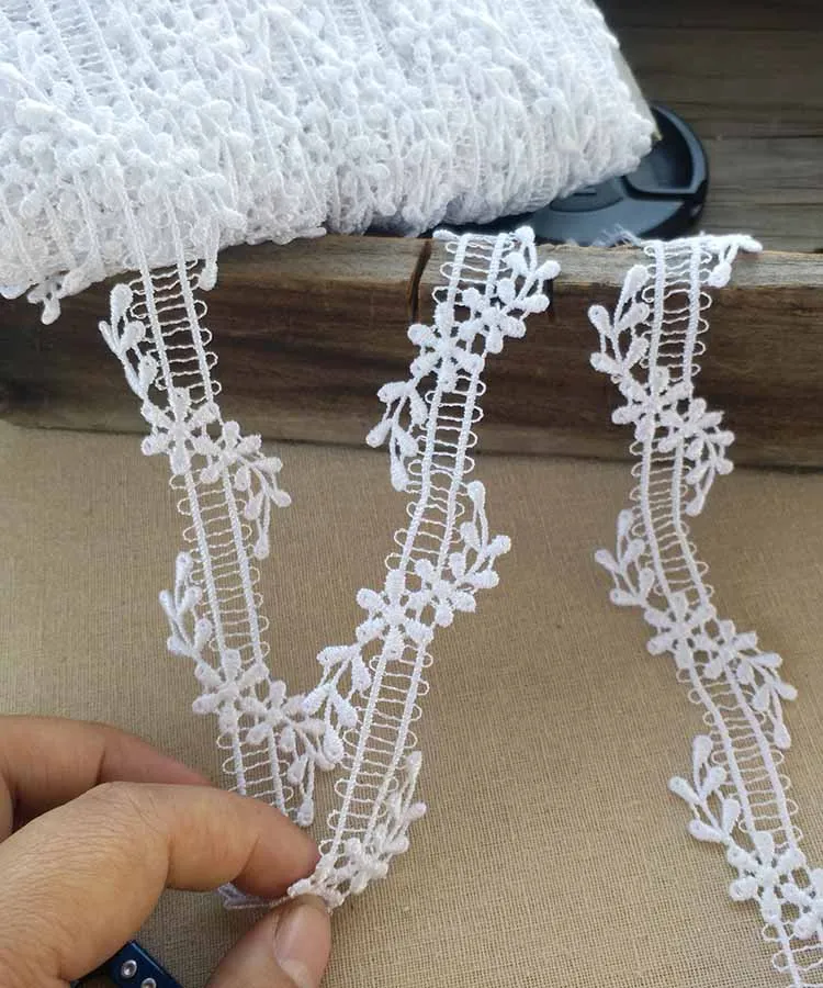 2Meters 3cm Width Water Soluble Pretty Lace Trim DIY Sewing Supplie Navy White Lace Fabric Trims Garment Clothes Accessories