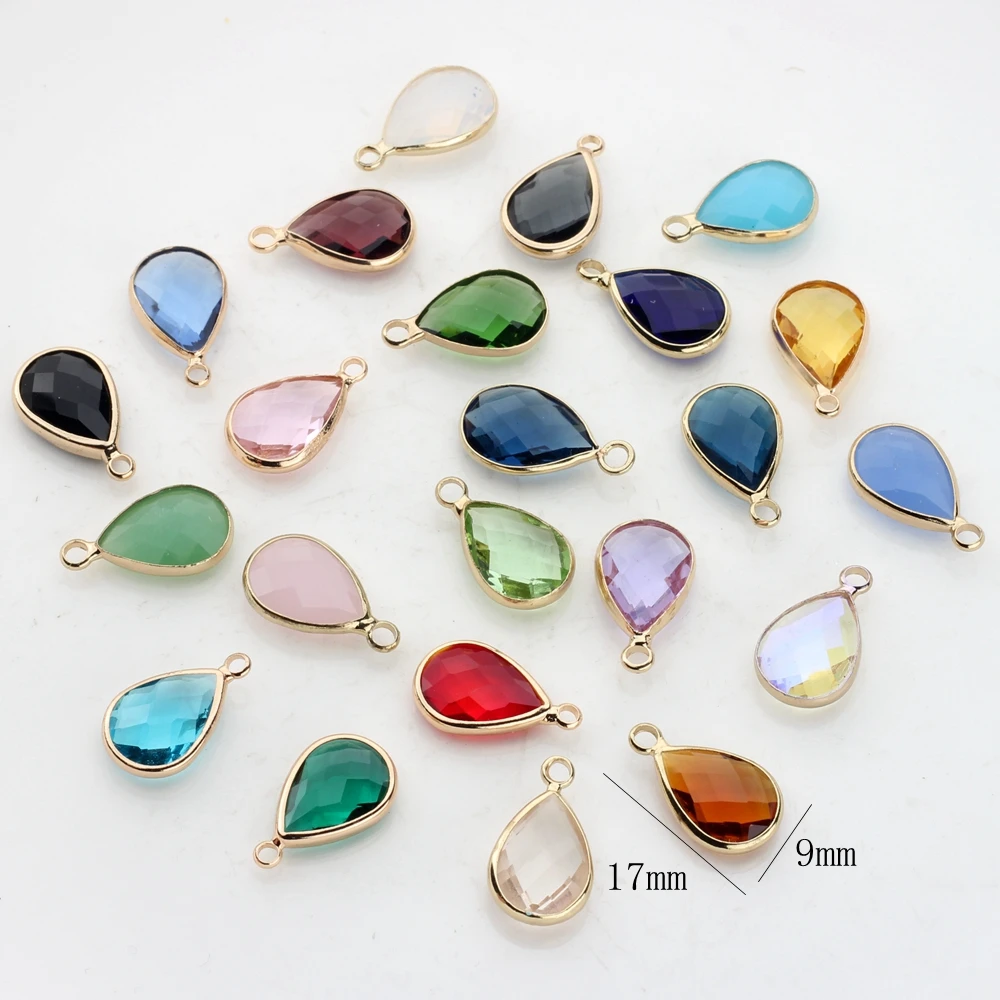 12pcs/lot Crystal Birthstones Mini Water Drop Charms 10*15MM For Glass Living Memory Locket DIY Accessories