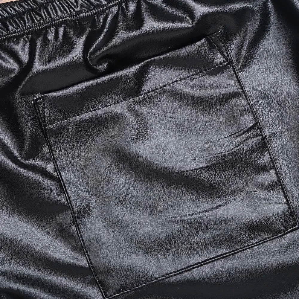 Faux Leather Boxer Summer WetLook Fitness Sports Casual Short Male Gym Pants Men Loose Casual Shorts Streetwear 2021
