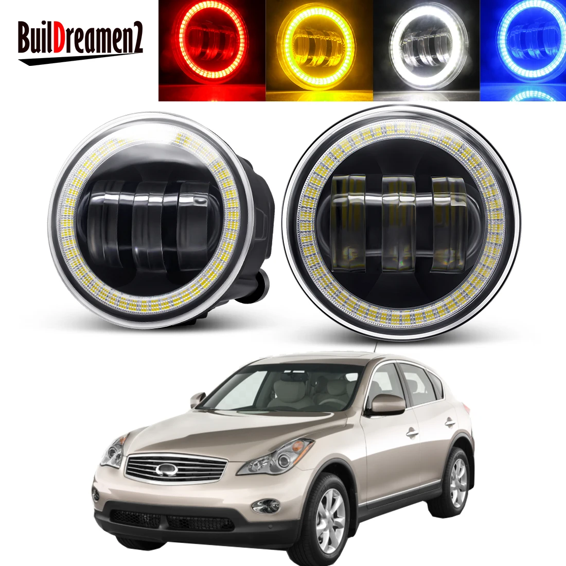 

Автомобильные противотуманные фары Angel Eye в сборе, 2 шт., для Infiniti EX EX25 EX35 EX37 30 Вт, светодиодные линзы, противотуманные дневные ходовые огни DRL 6000LM 12 В
