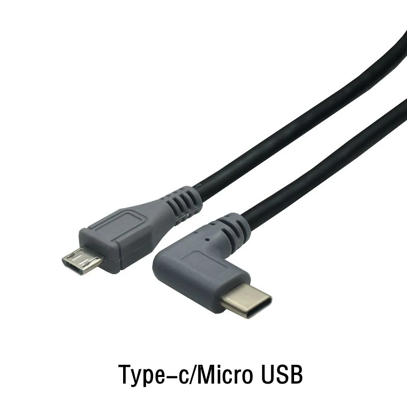 Micro Mini USB Cable 5Pin Male To Male Right Angled 90 Degree USB 3.1 Type C OTG Data Adapter Converter Charging Cable 25cm 0.5m