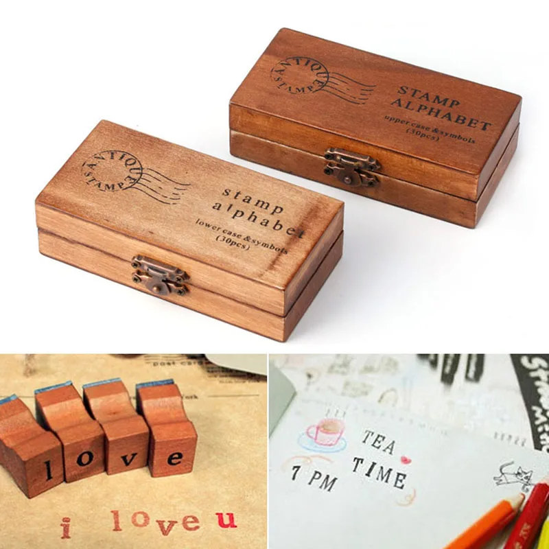 Retro Alphabet Stamps Set Mini Stamp Clay Crafts Making Accessory for Teacher Students Teaching Tool Supplies Attachment