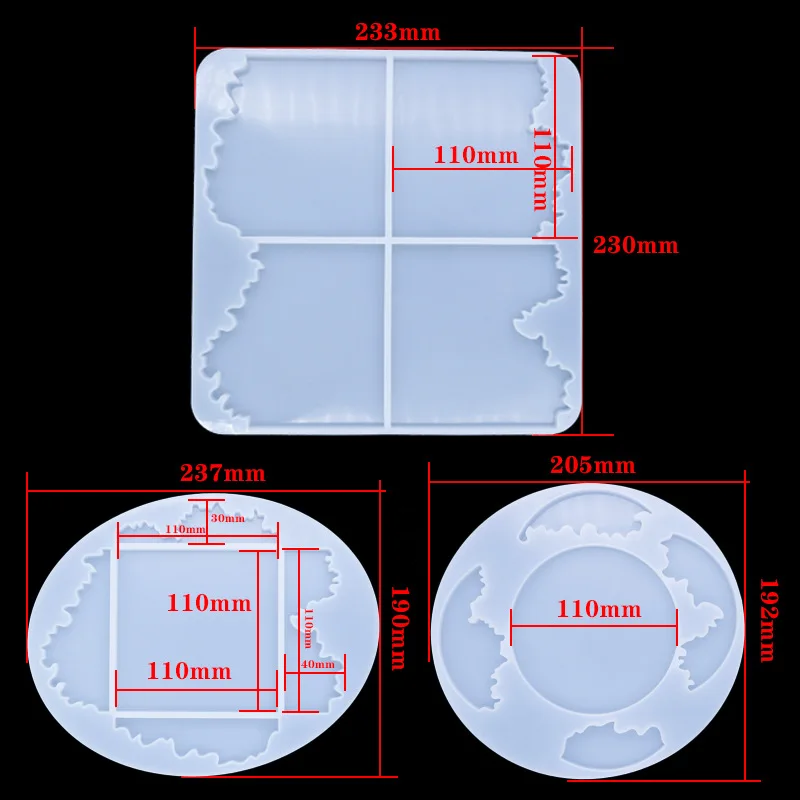 사각형 원형 웨이브 코스터, UV 수지 쥬얼리 금형, DIY 말린 꽃 쥬얼리 도구