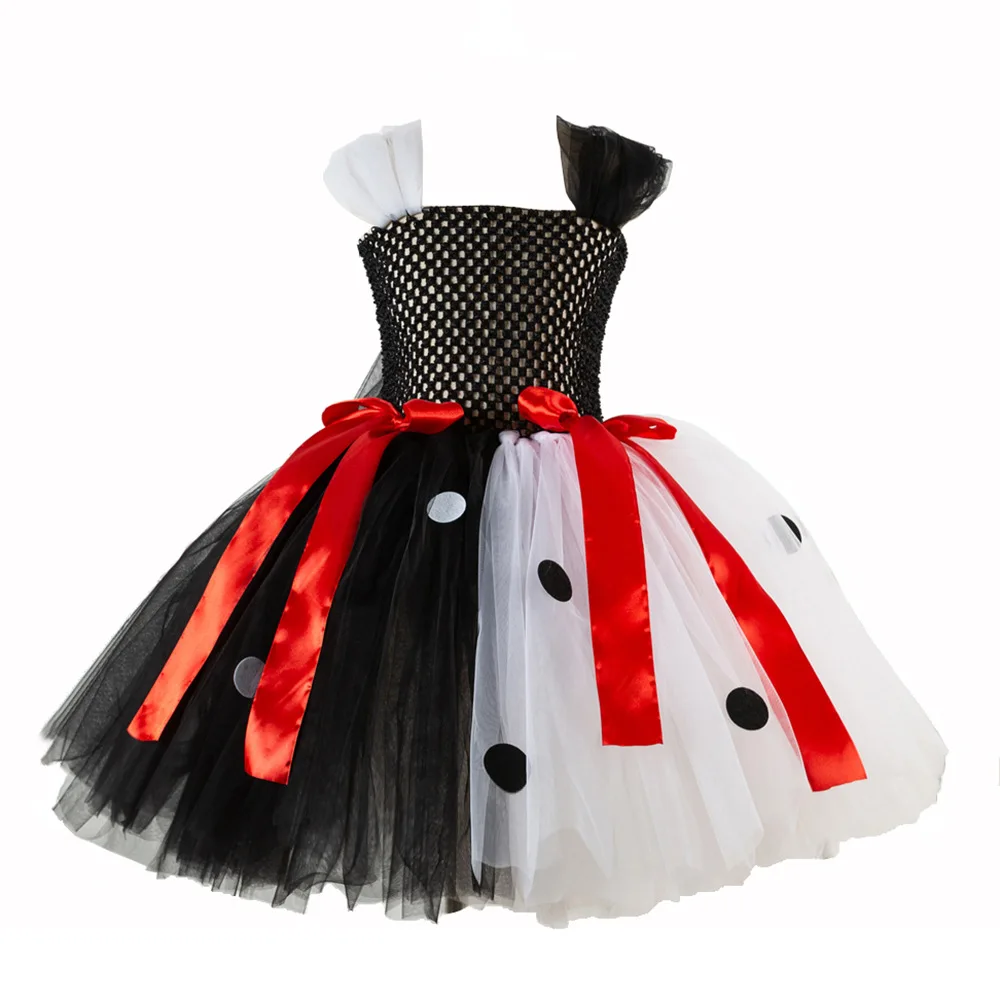 Clown Black and White Kids Girl Halloween Cosplay Tutu Dresses Baby Girls Clothes Cartoon Toddler Baby Tutu Dresses for Party