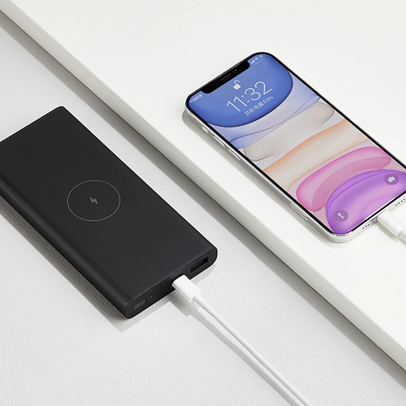 باور بانك لاسلكي من Xiaomi بقدرة 10000 مللي أمبير في الساعة WPB15PDZM USB C PD 22.5 وات Mi Powerbank 10000 10 وات Qi شاحن لاسلكي لهاتف iPhone 13 12