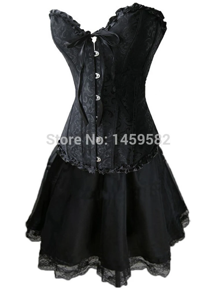 

Coldker instyles Plus Size S-6XL Sexy Corset Dress Basques With Skirt Lingerie 819+066,