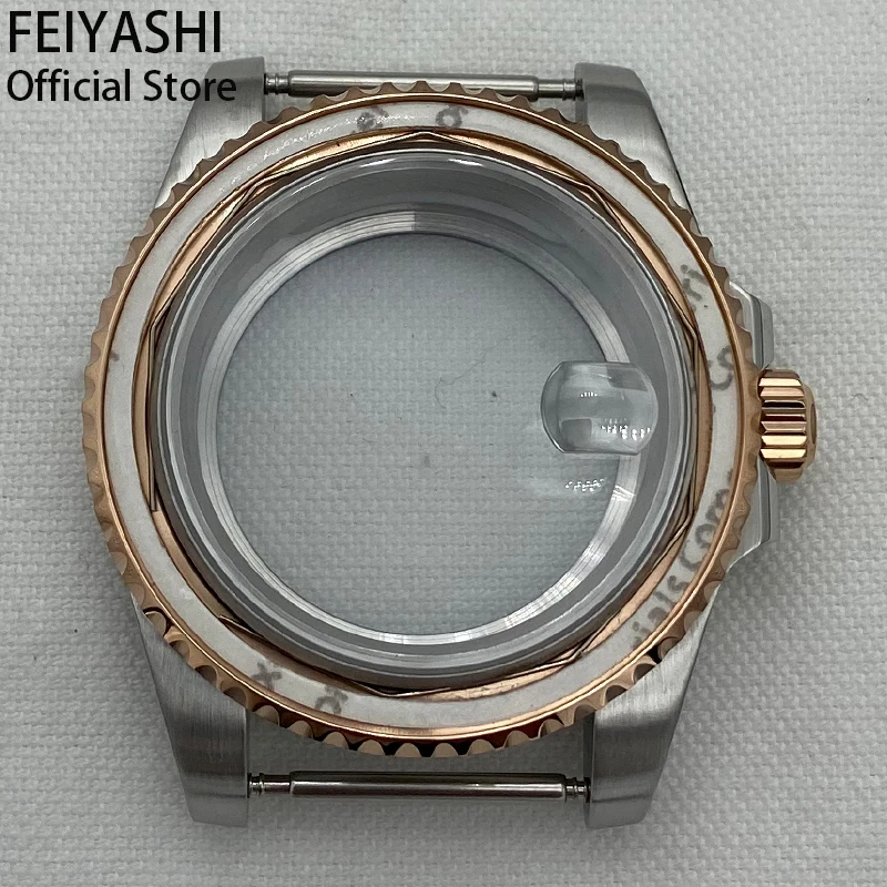 Silvery And Rose Gold 40mm Watch Case 120clicks Bezel For Seiko NH34 NH35 NH36 NH38 Miyota 8215 ETA2824 Movement 28.5mm Dial GMT