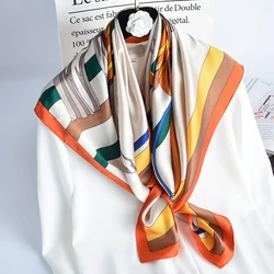 100% Pure Silk Square Scarves for Women Silk Bandana Kerchief Print Headscarf Natural Silk Scarf  Neckscarf Hijab Scarf 88x88cm